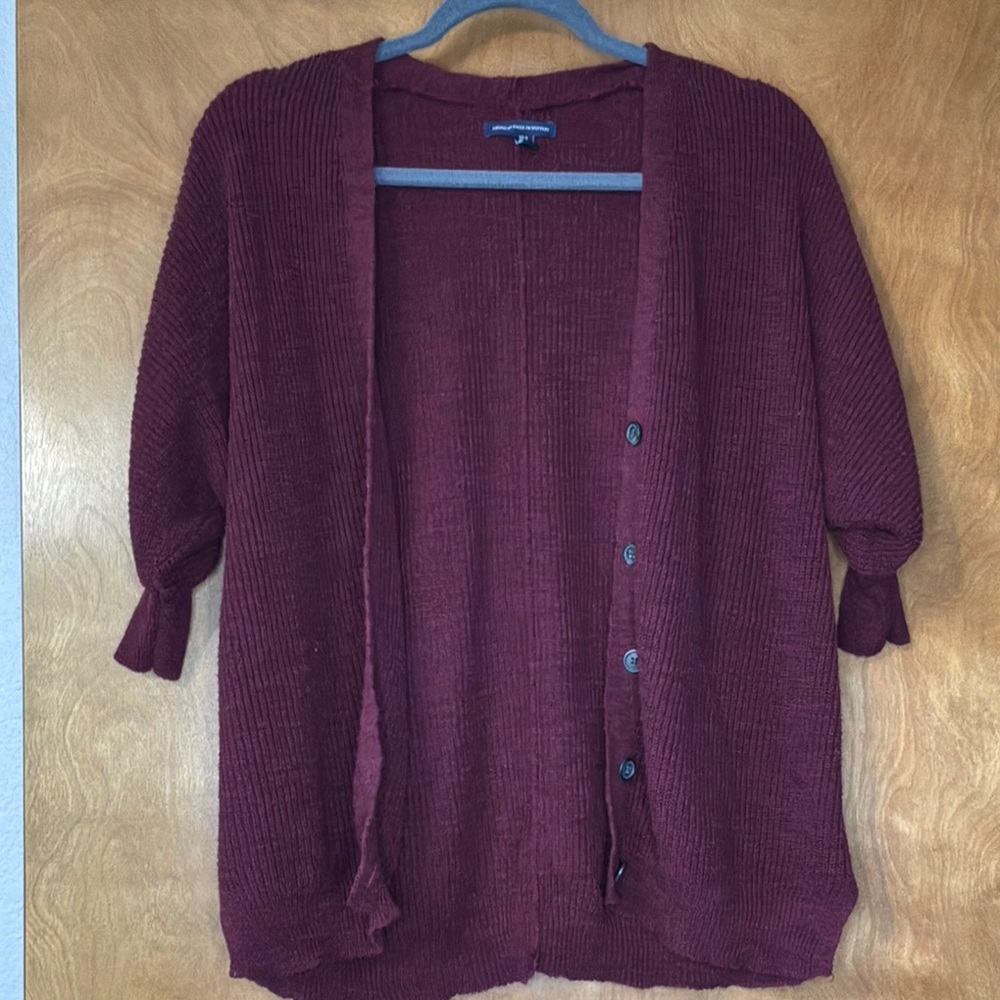 Women's Burgundy Sweater Cardigan American Eagle
